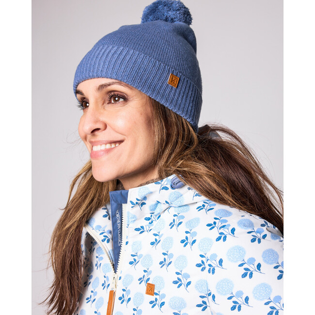 Adult Knit Winter Hat with Knit Pom, Mountain Blue - Winter Hats - 3