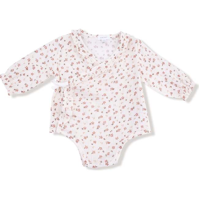 Muslin Long Sleeve Kimono Bodysuit, Carrie Floral