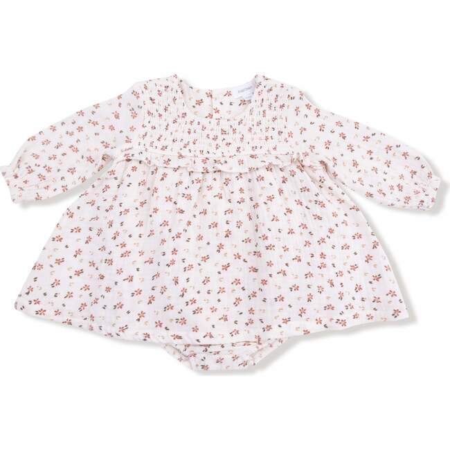 Muslin Long Sleeve Smocked Ruffle Bubble with Skirt, Carrie Floral