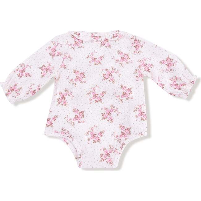 Long Sleeve Kimono Bodysuit, Belle Rosette Dot - Onesies - 2