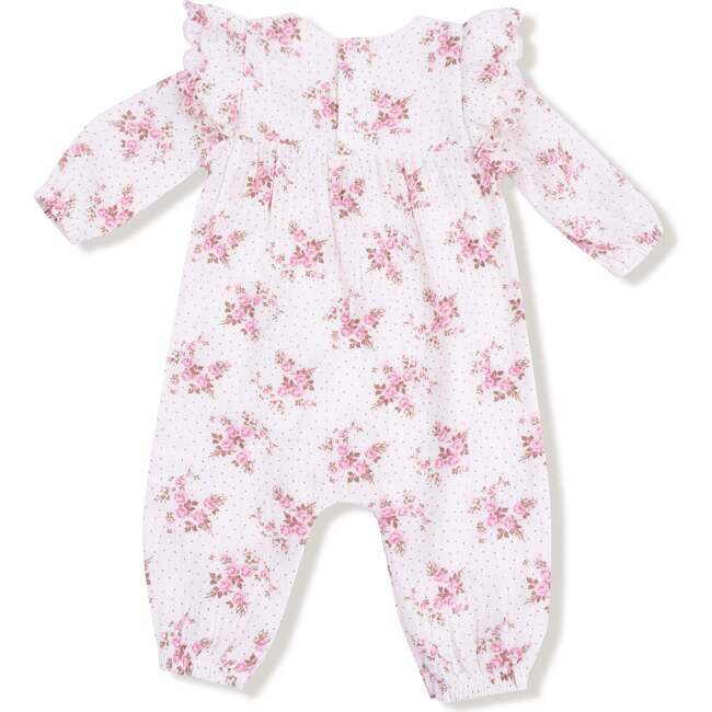 Long Sleeve Petal Ruffle Romper, Belle Rosette Dot - Rompers - 2