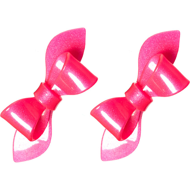 Rosane Bow Alligator Clips, Neon Pink
