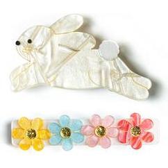 Hop Bunny Pearlized Alligator Clips, Gold