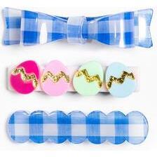 Colorful Easter Eggs With Blue Plaid Bow