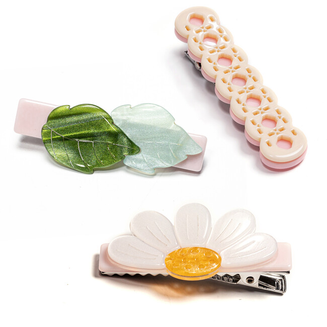 Double Daisies Pearlized Alligator Clips - Hair Accessories - 1