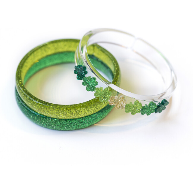 Lucky Charms Glitter Bangles, Green - Bracelets - 1