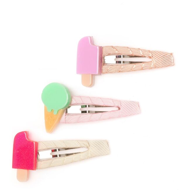 Frozen Treats Fabric Covered Snap Clips