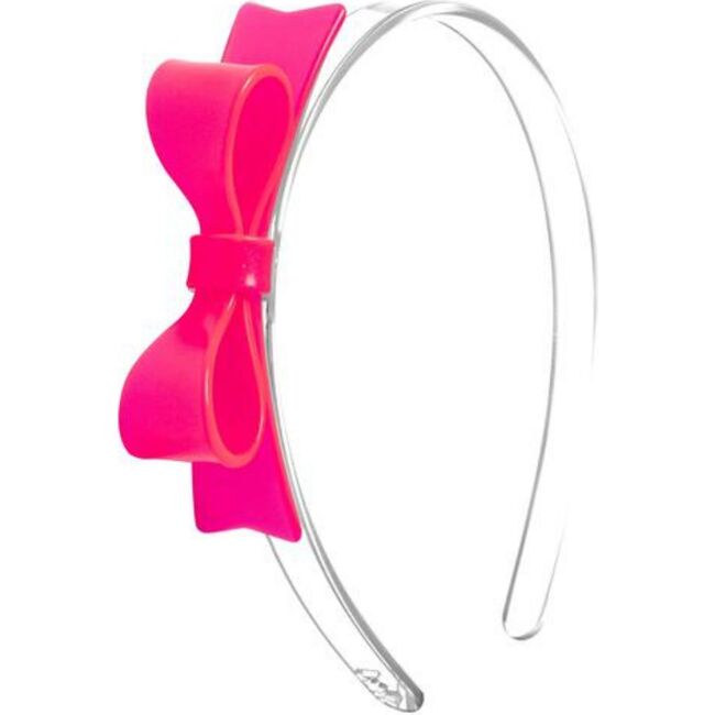 Bow Tie Headband, Neon Pink - Headbands - 1