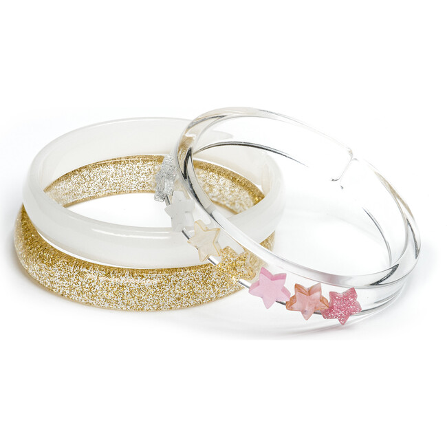 Stars Pearlized Pink Glitter Gold Mix Bangles