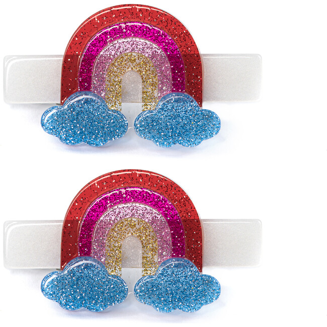 Rainbow Glitter Hair Clips
