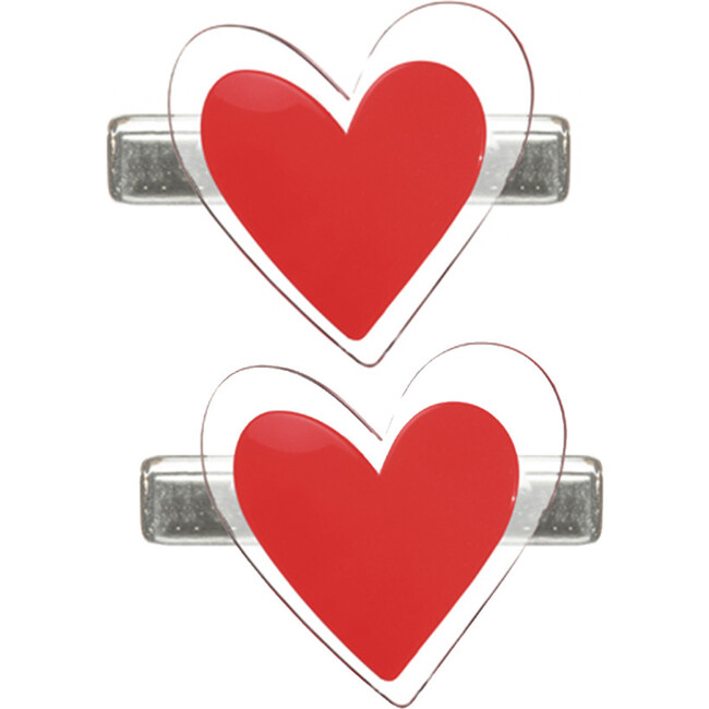 Heart Hair Clips, Red