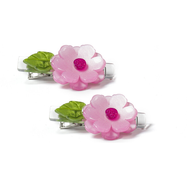 Peonies Flower Satin Pink Hair Clips