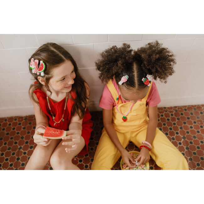 Strawberry Daisy Pink and Red Hair Clips