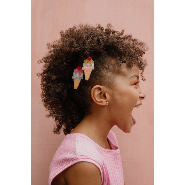 Ice Cream Glitter Gold and Mint Hair Clips