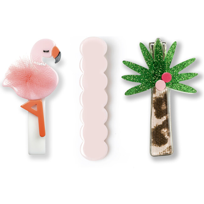 Tropical Trio Flamingo Alligator Clip