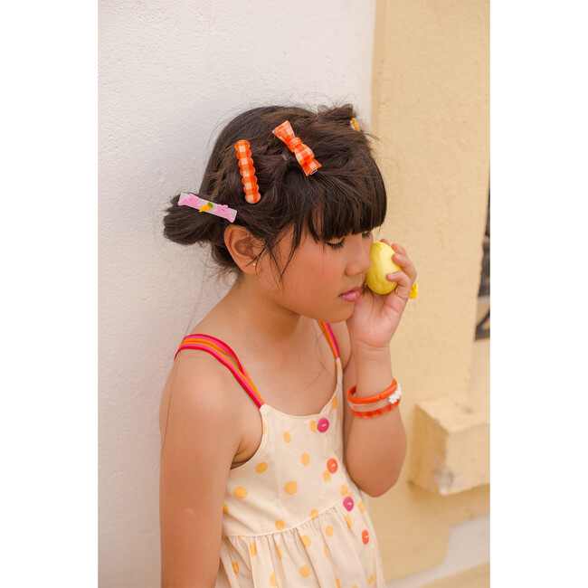 Orange Checkered Bow + Bunnies Alligator Clips