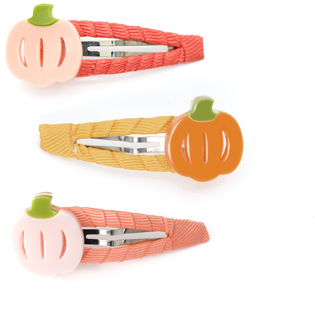 Pumpkin Trio Orange Pink Snap Clips
