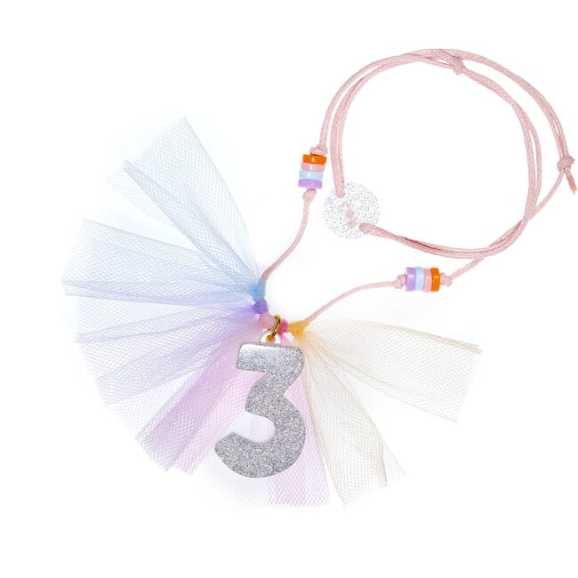 Number 3 Necklace, Silver Glitter