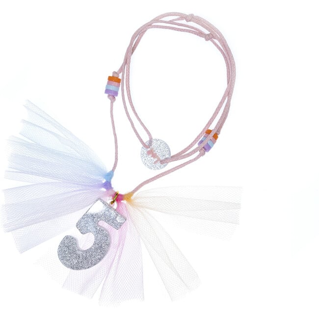 Number 5 Necklace, Silver Glitter