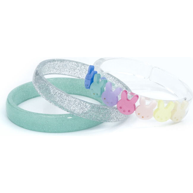Multicolor Bunnies Satin Bangles, Set of 3