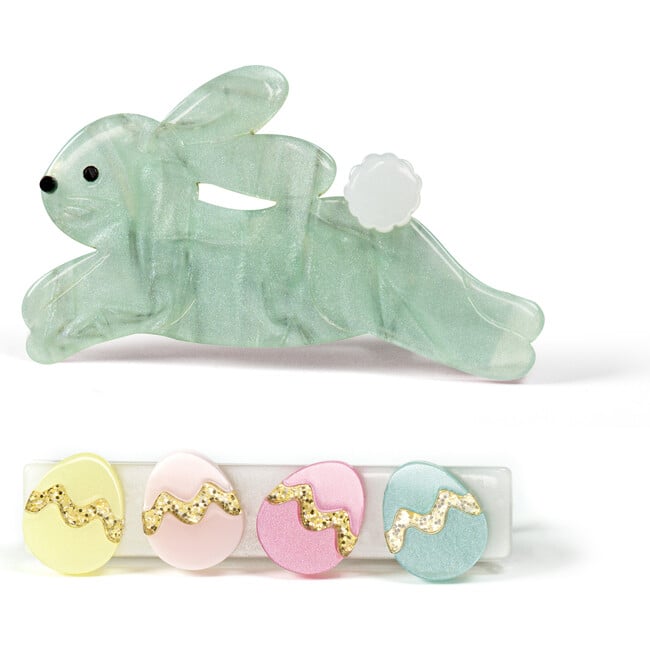 Hop Bunny Mint Easter Eggs Hair Clips, Multicolors - Hair Accessories - 1