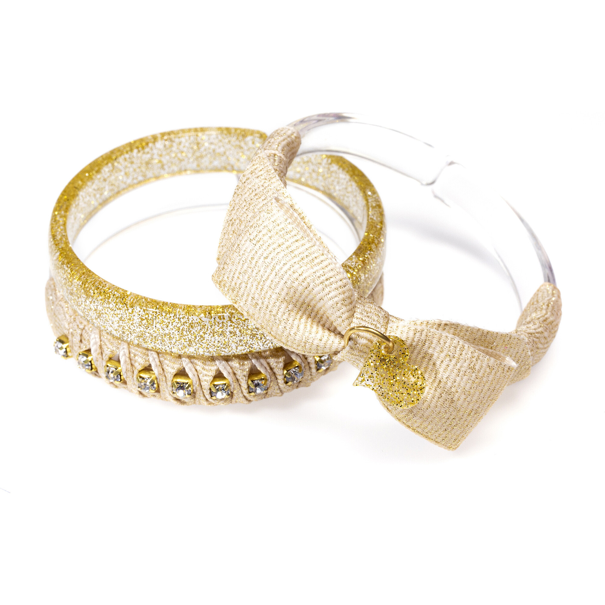 Fancy Fabric Bracelets, Gold - Bracelets - 1