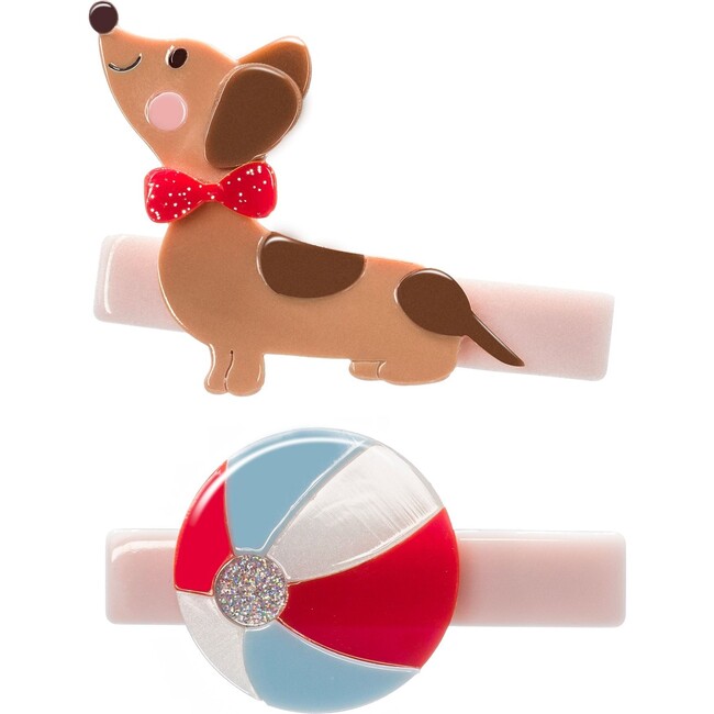 Sausage Dog Dachshunds with Ball Hair Clips