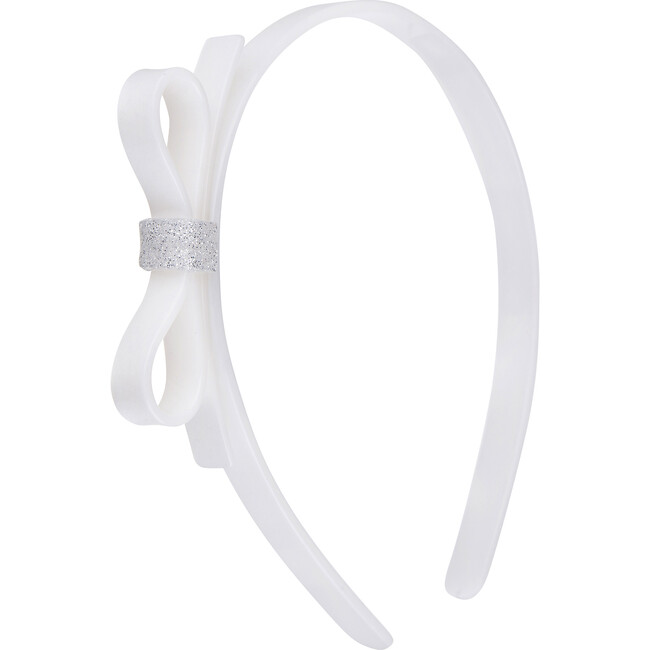 Thin Bow Headband, Satin White