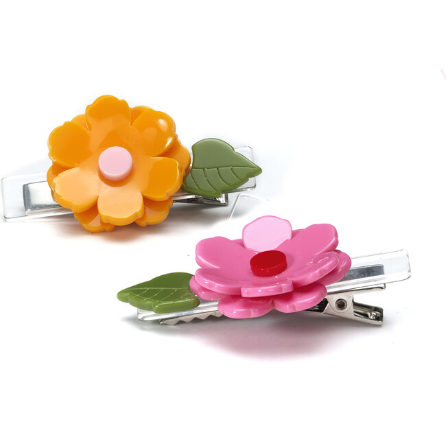 Peonies Flower Yellow Pink Hair Clips