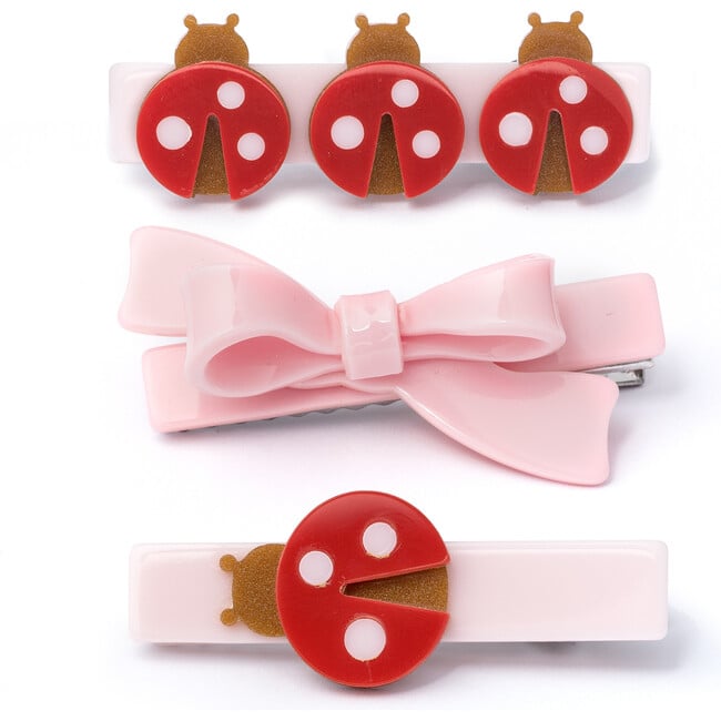 Ladybugs & Pink Bow Hair Clips - Hair Accessories - 1