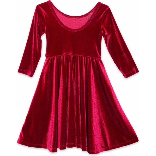 Holiday Twirly Dress, Burgundy Velvet - Dresses - 4