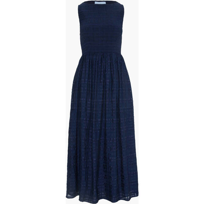 The Cosima Nap Dress, Navy Sheer Plaid