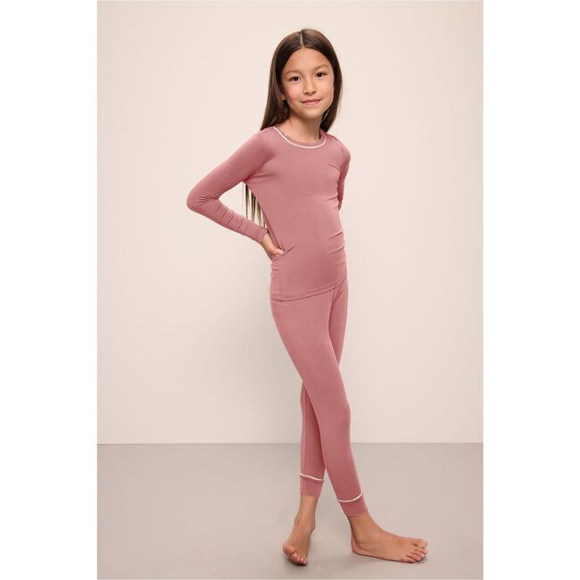 Kids TENCEL™ Modal Unisex Long PJ Set, OLD ROSE/IVORY