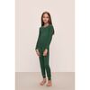 Kids TENCEL™ Modal Unisex Long PJ Set, FOREST GREEN/IVORY - Pajamas - 1 - thumbnail