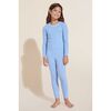 Kids Printed TENCEL™ Modal Unisex Long PJ Set, NORDIC STRIPES VISTA BLUE/IVORY - Pajamas - 1 - thumbnail