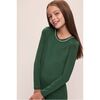 Kids TENCEL™ Modal Unisex Long PJ Set, FOREST GREEN/IVORY - Pajamas - 3