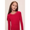Kids TENCEL™ Modal Unisex Long PJ Set, HAUTE RED/IVORY - Pajamas - 2