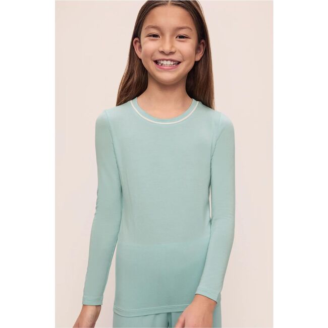 Kids TENCEL™ Modal Unisex Long PJ Set, CANAL BLUE/IVORY - Pajamas - 2