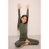 Kids TENCEL™ Modal Unisex Long PJ Set, MOSS/IVORY - Pajamas - 3
