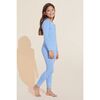 Kids Printed TENCEL™ Modal Unisex Long PJ Set, NORDIC STRIPES VISTA BLUE/IVORY - Pajamas - 3