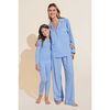 Kids Printed TENCEL™ Modal Unisex Long PJ Set, NORDIC STRIPES VISTA BLUE/IVORY - Pajamas - 4