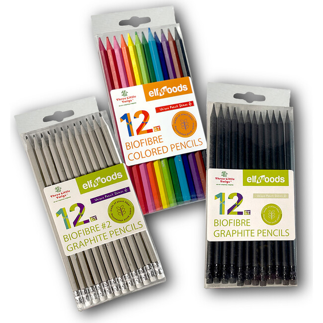 Three Little Twigs: Elfwoods: Biofibre Pencils 3pk Bundle - Coloring - 1