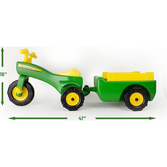 John Deere Pedal Tractor And Wagon, Kids Ride On Tractor Tricycle, Green + Yellow - Ride-Ons - 2