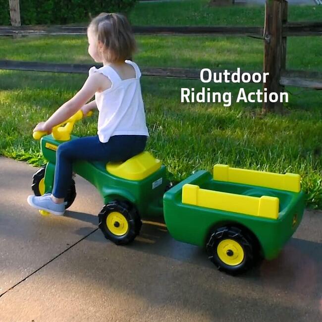 John Deere Pedal Tractor And Wagon, Kids Ride On Tractor Tricycle, Green + Yellow - Ride-Ons - 3