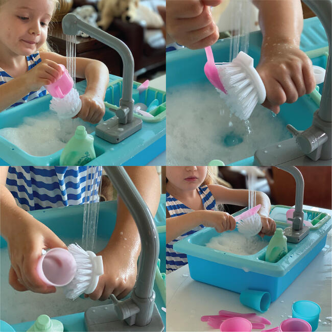 SPLASHFUN Wash-up Kitchen Sink Play Set, Color Changing Play Cups & Accessories - Play Kitchens - 4