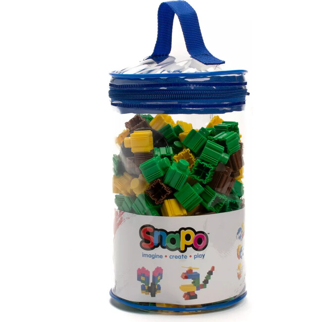 Snapo: Mine World Creator Kit - 200 pcs - Green-Yellow Brown Blocks & Wheels - Blocks - 1
