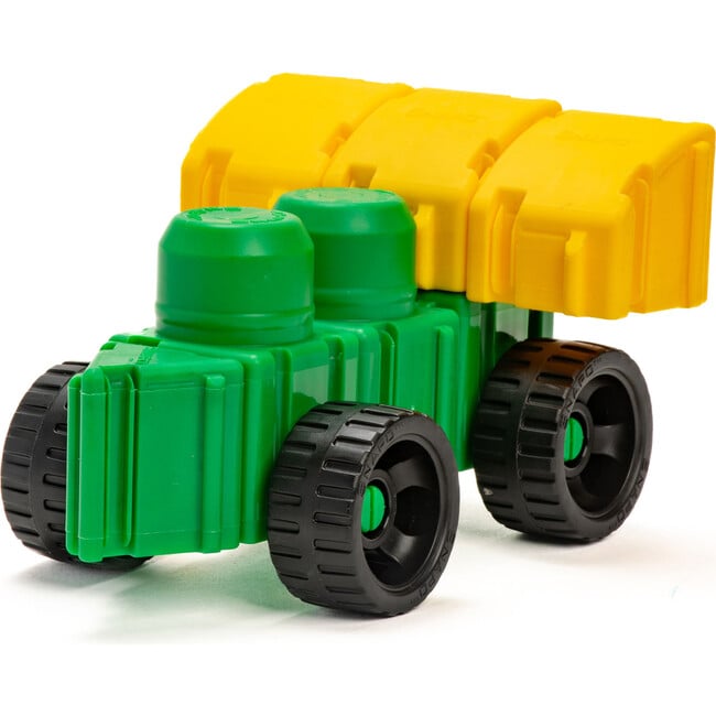 Snapo Jr. Dinosaur Creator Kit - 40 pcs - Green-Yellow-Brown Blocks & Wheels