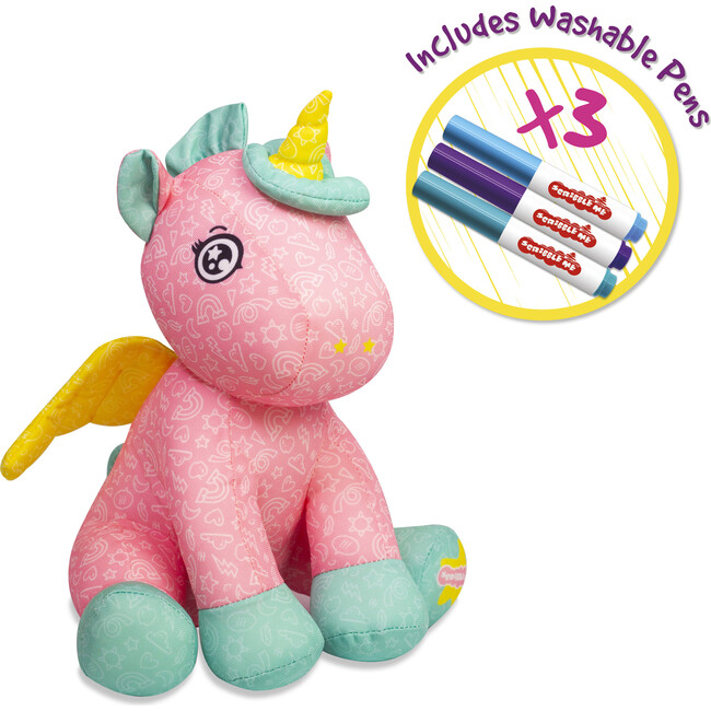 Scribble Me Friends: Unicorn - Pink & Green - Soft Plush Magical Animal - Plush - 2