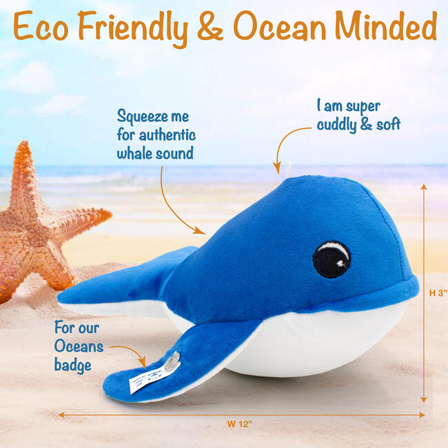 Emma The Whale 12" Stuffed Plush Toy w/ Authentic Animal Sounds, for Kids Babies & Toddlers - Plush - 5