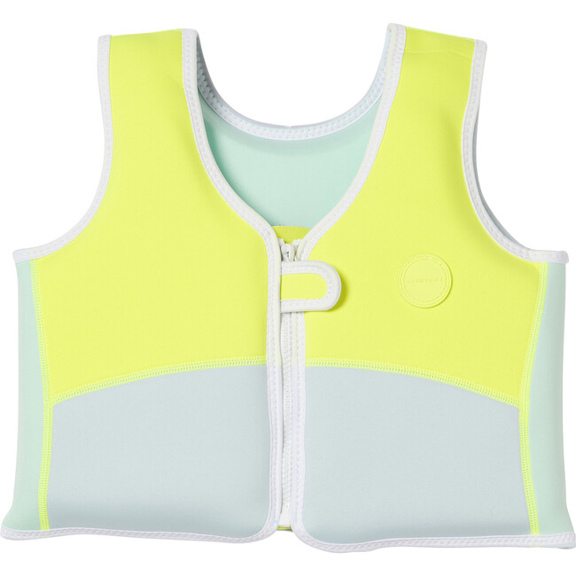 Swim Vest: 3/6 - Salty The Shark, Aqua Neon Yellow